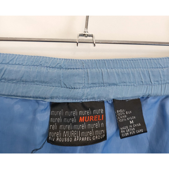 Mureli Silk Pull On Pants Women M Lined Hidden Drawstring Lt Blue Pockets Comfy - Picture 8 of 10